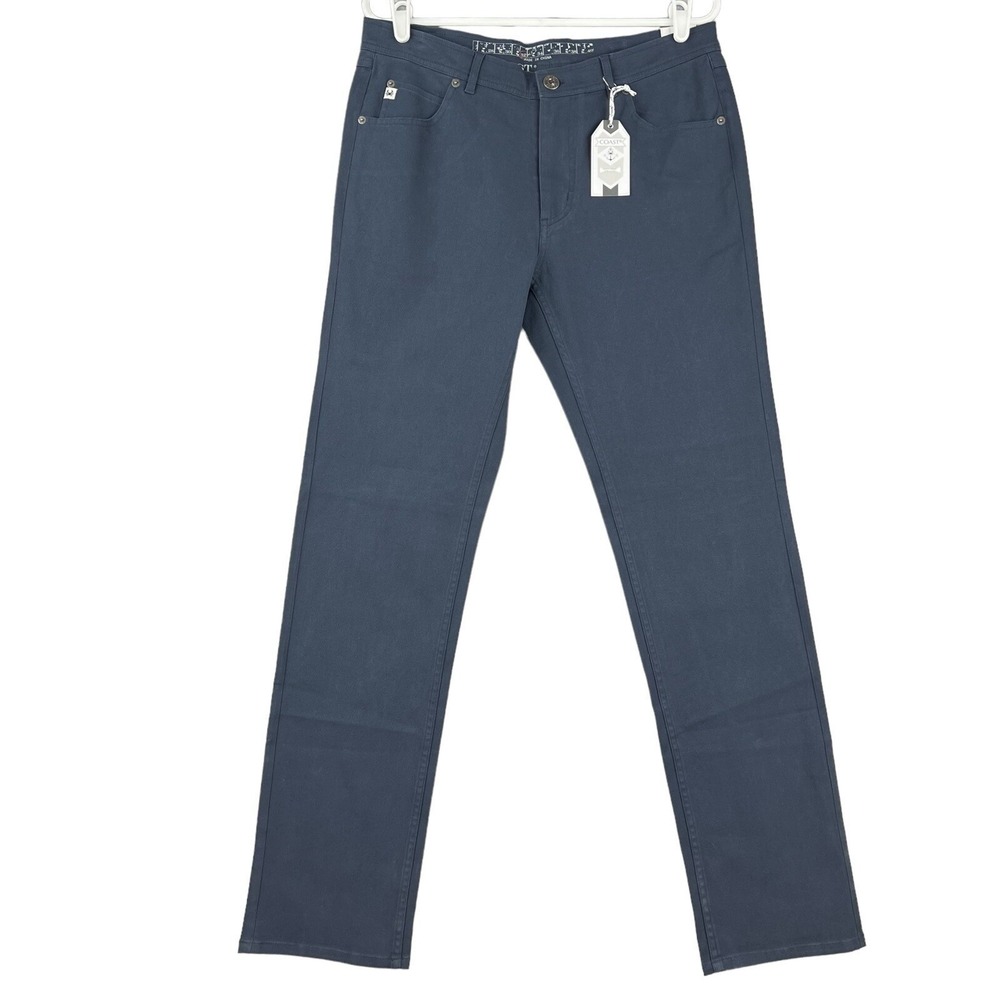 Coast Men's Deck Pants Size 32x32 Navy Mid Rise Stretch Five Pockets $80.00 NWT